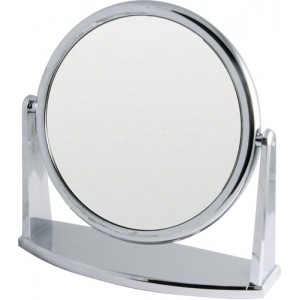Зеркало настольное DEWAL, пластик, серебристое 14х23см арт.MR-330